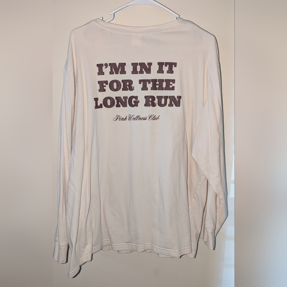 PINK BY VICTORIA'S SECRET T SHIRT LOGO I'M IN IT FOR THE LONG RUN WOMEN'S SZ XL - Picture 3 of 6